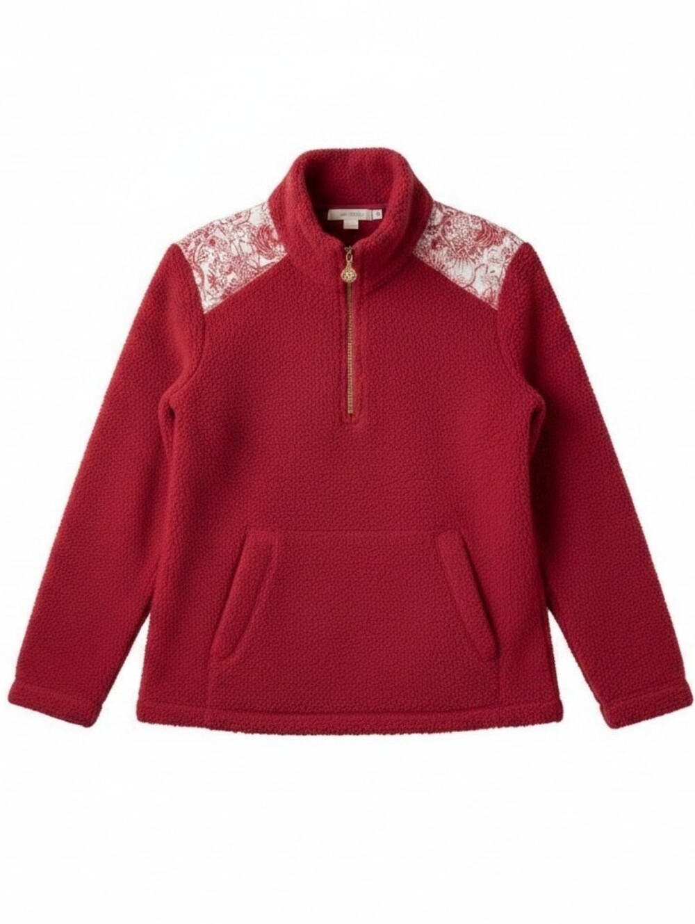 Lilly Pulitzer Size Small Wallen Sherpa Half Zip Raspberry Rouge Animal Print